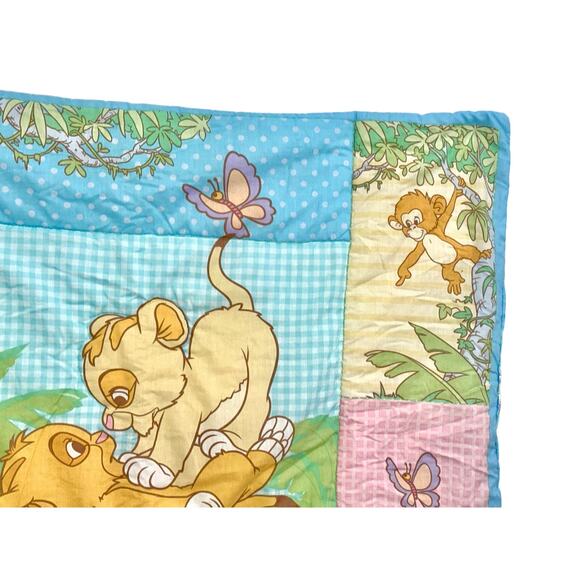 Rare Vintage 1994 Disney Lion King Baby Simba Crib Quilt Pastel Nursery Blanket - Picture 4 of 7